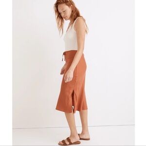 Madewell Linen-Blend Drawstring Midi Slip Skirt